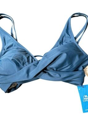 Cupshe Blue Wrap Bikini Top